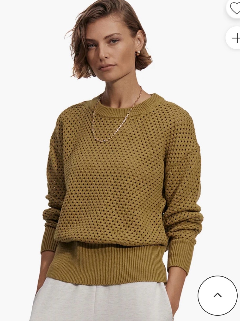 Varley Hester Knot Crew Sweater Olive Green size L